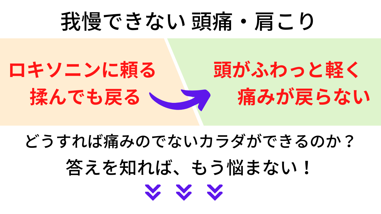 ついロキソニンや睡眠導入剤に頼ってしまうあなたへ。薬に頼らず頭を軽くし、熟睡できるカラダを提供します!