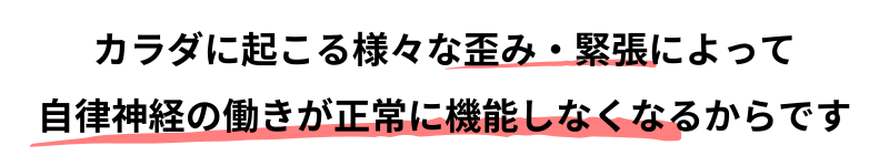 カラダに起こる歪み・緊張によって自律神経の働きが正常に機能しなくなるからです